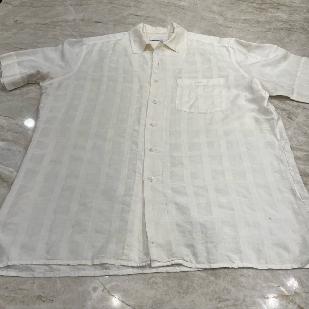 MEN'S SALE Equilibrio‎ (Italy) | Short Sleeve Button Down Shirt | Off White L